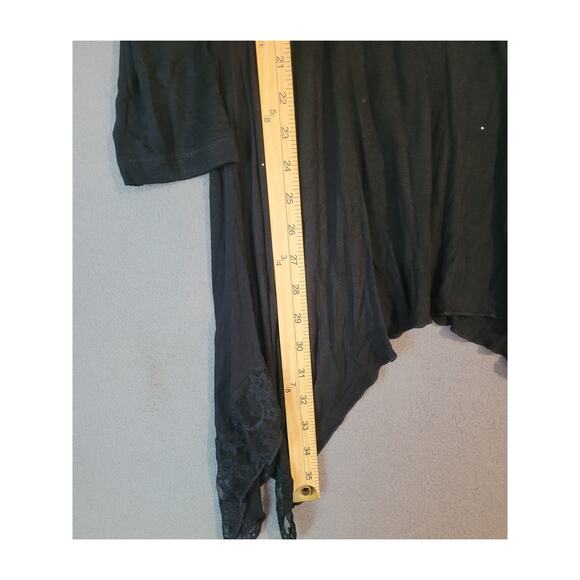 VTG Y2K Embellished Lace Blouse Black Stevie Nicks Witch Fairycore Piratecore XL - Picture 9 of 13